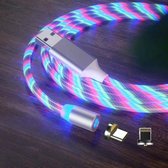 2-in-1 USB naar 8-pins + Type-C / USB-C Magnetische absorptie Kleurrijke streamer Oplaadkabel voor mobiele telefoon, lengte: 1m (gekleurd licht)