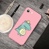 Voor iPhone SE 2020 & 8 & 7 Cartoon dier patroon schokbestendig TPU beschermhoes (roze krokodil vogel)