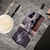 Voor OnePlus Nord N100 Gekleurde tekening Clear TPU beschermhoesjes (Reflection Cat Tiger)