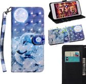 3D-schilderijpatroon Gekleurde tekening Horizontaal Flip TPU + PU lederen tas met houder & kaartsleuven & portemonnee voor Nokia 1 Plus (Moon Wolf)