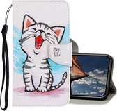 Voor iPhone X / XS 3D Gekleurde Tekening Horizontale Flip PU Leren Case met Houder & Kaartsleuven & Portemonnee (Rode Mond Kat)