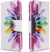 Voor Galaxy S20 Gekleurd tekeningpatroon Horizontaal lederen flip-hoesje met houder & kaartsleuven & portemonnee (zonnebloem)