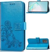 Voor Galaxy S10 Lite / A91 / M80s Lucky Clover Pressed Flowers Pattern Leather Case met houder & kaartsleuven & portemonnee & draagriem (blauw)