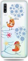 Voor Galaxy A70 Trendy schattig kerstpatroon doorzichtig TPU beschermhoes (sneeuwvlok en vogels)