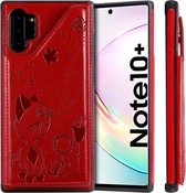 Voor Galaxy Note 10 Plus Cat Bee Embossing Pattern Schokbestendige beschermhoes met kaartsleuven en fotolijst (rood)