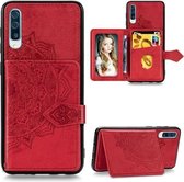 Voor Galaxy A70 Mandala Reliëf Magnetische Doek PU + TPU + PC Case met Houder & Kaartsleuven & Portemonnee & Fotolijst & Riem (Rood)