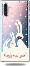 Voor Galaxy Note10 Trendy schattig kerstpatroon doorzichtig TPU beschermhoes (drie konijnen)