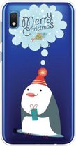 Voor Galaxy A10 Trendy schattig kerstpatroon doorzichtig TPU beschermhoes (pinguïn)