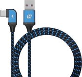 MOMAX 1,2 m 5A USB naar Type-C / USB-C elleboog gevlochten gegevenssynchronisatiekabel (blauw)