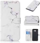 Gekleurde tekening marmer patroon horizontale flip PU lederen tas met houder & kaartsleuven & portemonnee voor Galaxy J4 + (wit)