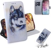 3D Gekleurde Tekening Horizontale Leren Flip Case, met Houder & Kaartsleuf & Portemonnee Voor Galaxy Note 10 Plus (White Wolf)