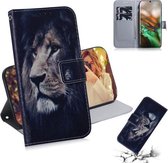 3D Gekleurde Tekening Horizontale Leren Flip Case, met Houder & Kaartsleuf & Portemonnee Voor Galaxy Note 10 (Lion)