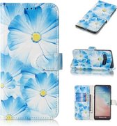 Gekleurde tekening marmer patroon horizontale flip PU lederen tas met houder & kaartsleuven & portemonnee voor Galaxy S10 (orchidee)