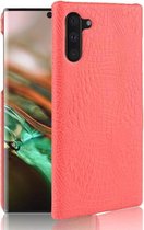 Schokbestendige krokodiltextuur pc + PU-hoes voor Galaxy Note 10 (rood)