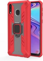 Iron Warrior schokbestendige pc + TPU beschermhoes voor Galaxy M20, met ringhouder (rood)