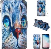 Leren beschermhoes voor Galaxy S10 Plus (Blue Cat)