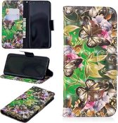 3D Gekleurde Tekening Patroon Horizontale Leren Flip Case voor Samsung Galaxy S9 Plus, met Houder & Kaartsleuven & Portemonnee (Groene Vlinder)