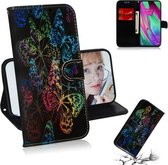 Gekleurde tekening patroon Kleurrijke magnetische gesp Horizontale flip PU lederen tas met houder & kaartsleuven & portemonnee & lanyard voor Galaxy A40 (Butterfies)