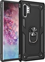 Voor Galaxy Note 10+ Armor schokbestendig TPU + pc beschermhoes met 360 graden rotatiehouder (zwart)