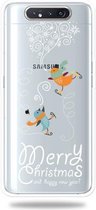 Voor Galaxy A80 Trendy Cute Christmas Patterned Clear TPU Beschermhoes (Ski Bird)