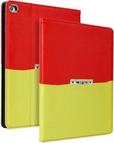 Contrasterende kleur PU lederen horizontale flip lederen tas met houder en slaap- / wekfunctie voor iPad 9.7 (2018) & (2017) (rood geel)