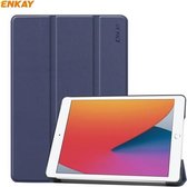 Voor iPad 10.2 2020/2019 ENKAY ENK-8014 PU-leer + plastic smartcase met drie-vouwbare houder (donkerblauw)