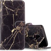 Voor Galaxy S9 + zwart goud marmer patroon horizontale flip lederen tas met houder en kaartsleuven en portemonnee