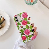 Schokbestendig TPU-beschermhoesje met bloem- en bladpatroon voor iPhone 12/12 Pro (7)
