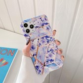 Plating Splicing Pattern Soft TPU beschermhoes voor iPhone 11 Pro (stiksels blauwe bloemen)