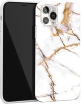Glanzend marmeren patroon TPU beschermhoes voor iPhone 11 Pro (kaki wit)