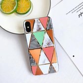 Galvaniserende stiksels marmeren patroon TPU beschermhoes voor iPhone XS Max (geruit)