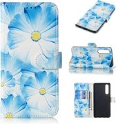 Gekleurde tekening marmer patroon horizontale flip PU lederen tas met houder & kaartsleuven & portemonnee voor Huawei P30 (orchidee)