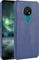 Voor Nokia 7.2 / 6.2 Shockproof Crocodile Texture PC + PU Case (Blauw)