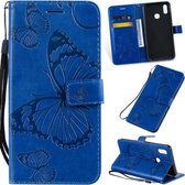 Geperst afdrukken Vlinderpatroon Horizontale flip PU lederen tas met houder & kaartsleuven & portemonnee & draagkoord voor Vivo Y93 / Y91 / Y95 (blauw)