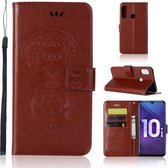 Windgong Uil Embossing Patroon Horizontale Leren Flip Case met Houder & Kaartsleuven & Portemonnee Voor Huawei Honor 10i / Honor 20 Lite (Bruin)