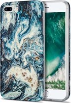 TPU Gilt Marble Pattern beschermhoes voor iPhone 8 Plus / 7 Plus (blauw)