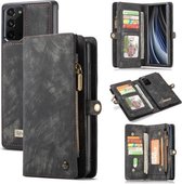 Voor Samsung Galaxy Note20 CaseMe-008 Afneembare Multifunctionele Horizontale Flip Leren Case met Kaartsleuf & Houder & Rits Portemonnee & Fotolijst (Zwart)