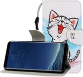 Voor Galaxy S8 Gekleurde Tekening Horizontale Flip Leren Case met Houder & Kaartsleuf & Portemonnee (Rode Mond Kat)