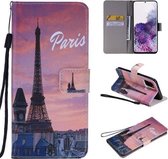 Voor Galaxy S20 + schilderij horizontale flip lederen tas met houder & kaartsleuf & lanyard (Eiffeltoren)