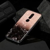 Voor Nokia 7.1 Marble Pattern Soft TPU beschermhoes (Rose Gold Black)