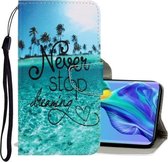 Voor Huawei Mate 30 3D Gekleurde Tekening Horizontale Flip PU Lederen Case met Houder & Kaartsleuven & Portemonnee (Blue Coconut Grove)