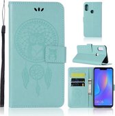 Windgong Uil Embossing Patroon Horizontale Leren Flip Case met Houder & Kaartsleuven & Portemonnee Voor Huawei Honor 8C (Groen)