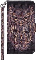 Voor iPhone 11 Pro Laser 3D-patroon Gekleurde tekening Horizontale lederen flip-hoes met houder & kaartsleuven en portemonnee (uil)