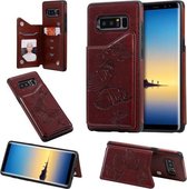 Voor Galaxy Note8 Butterfly Embossing Pattern Schokbestendige beschermhoes met houder & kaartsleuven & fotolijst (bruin)