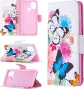 Voor Samsung Galaxy A21s Gekleurde Tekening Patroon Horizontale Flip Leren Case met Houder & Kaartsleuven & Portemonnee (Vlinder)
