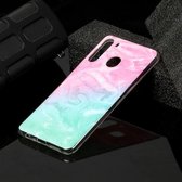 Voor Galaxy A21 Marble Pattern Soft TPU beschermhoes (roze groen)