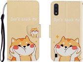 Voor Galaxy A01 Gekleurde tekening Horizontale flip lederen tas met houder & kaartsleuf & portemonnee (Shiba Inu)