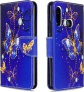 Voor Galaxy A70e Gekleurde tekening Horizontale lederen flip case met houder & kaartsleuven & portemonnee (paarse vlinder)