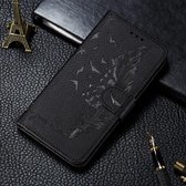 Voor Galaxy A01 Litchi Textuur Veer Embossing Horizontale Flip Leren Hoes met Houder & Kaartsleuven & Portemonnee & Fotolijst & Lanyard (Zwart)