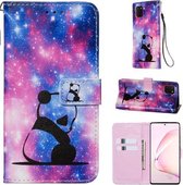 Voor Galaxy A81 Gekleurde Tekening Patroon Plain Weave Horizontale Flip Leren Case met Houder & Kaartsleuf & Portemonnee & Lanyard (Baby Panda)